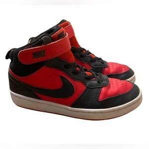 Boys Youth Red and Black Nike Borough High Tops Size 2.5 Youth Athletic Shoes